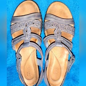 Light blue leather Clarks sandals